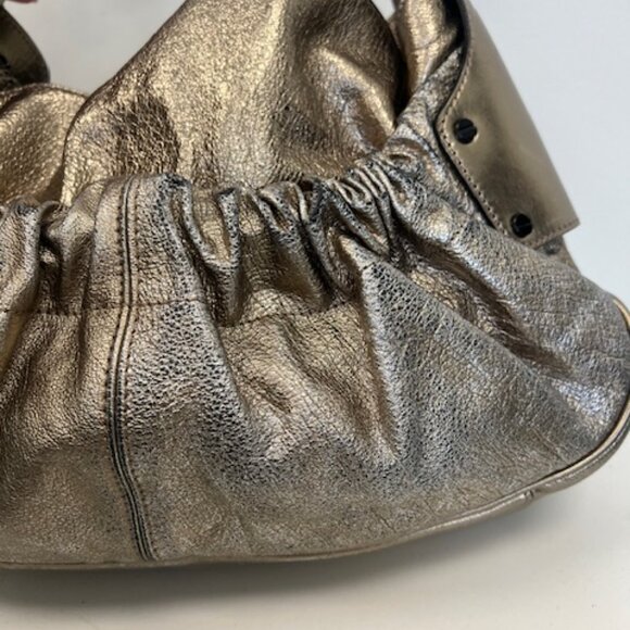 BURBERRY GOLD leather Warrior Drawstring Hobo - Picture 6 of 11